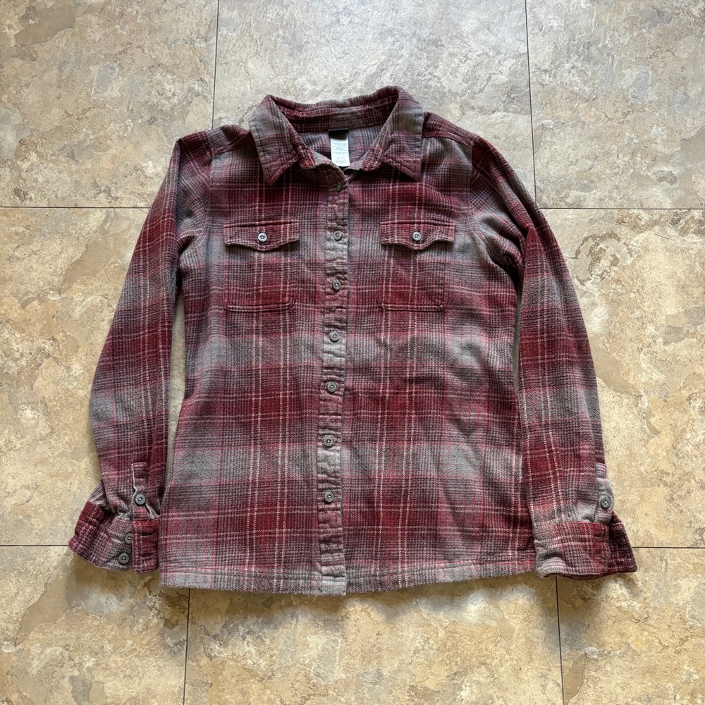 Patagonia Midweight Fjord Flannel Organic Cotton Long Sleeve Womens 10 Red